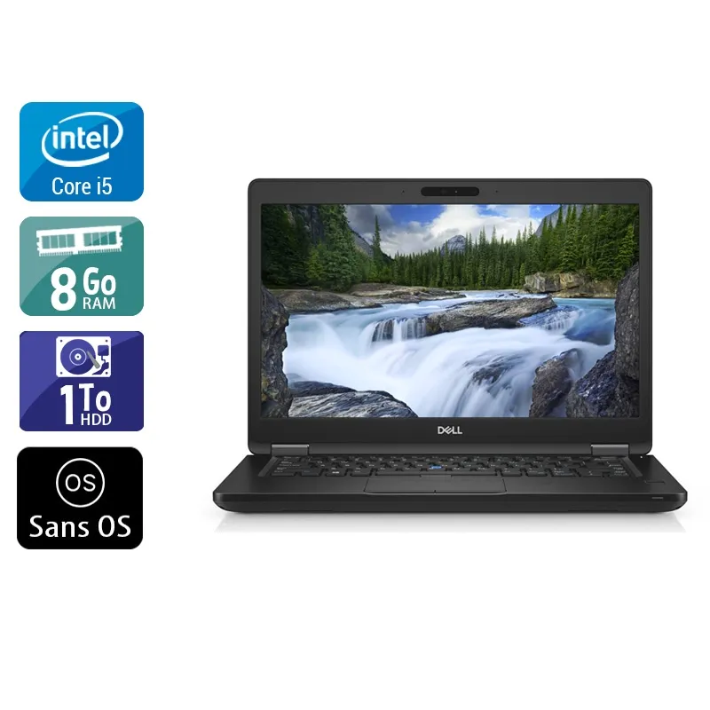 Latitude 5490 14" 2017 - Intel Core i5 2,6Ghz - 2 - 8Go DDR4 - 1To HDD - Intel UHD Graphics 620 - Gris / Noir - Sans OS - AZERTY