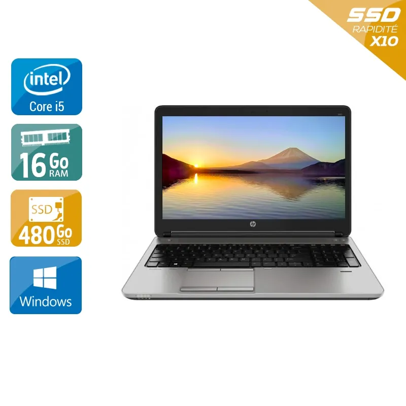 ProBook 650 G1 15,6" 2013 - Intel Core i5 2,5Ghz - 2 - 16Go DDR3 - 480Go SSD - Intel HD Graphics 4600 - Gris / Noir - Windows 10 - AZERTY