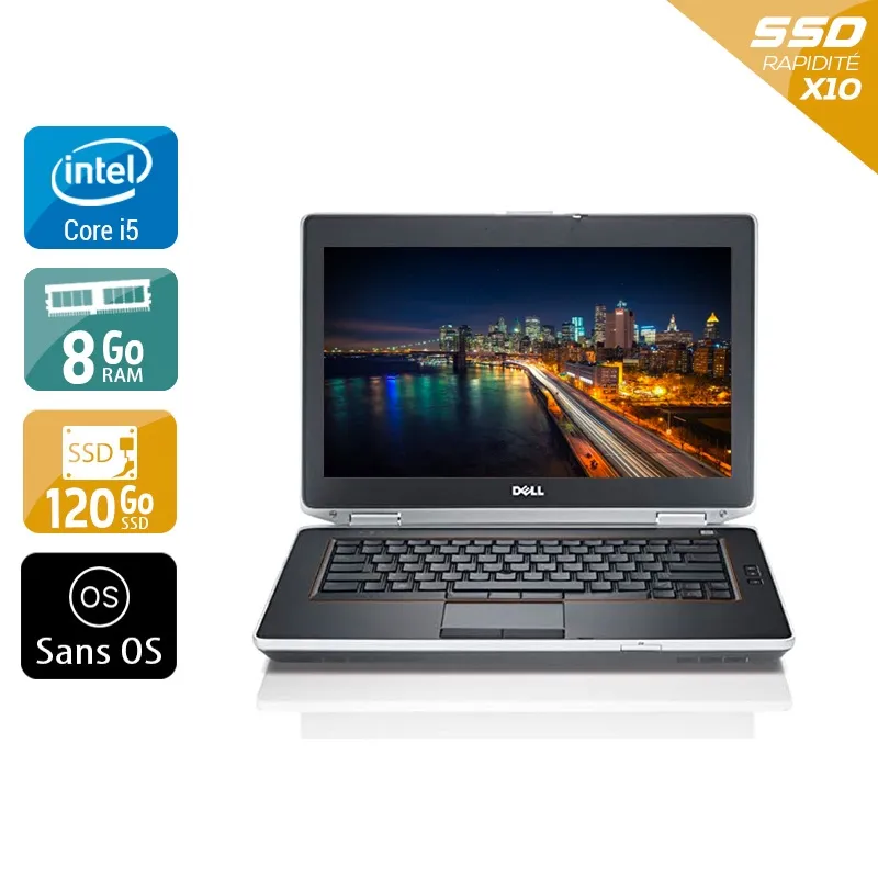 Latitude E6430 14" 2013 - Intel Core i5 2,7Ghz - 2 - 8Go DDR3 - 120Go SSD - ‎Intel HD Graphics 3000 - Gris / Noir - Sans OS - AZERTY