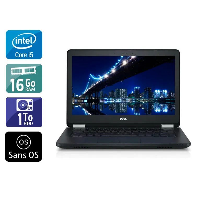 Latitude E5270 12,5" 2015 - Intel Core i5 2,4Ghz - 2 - 16Go DDR4 - 1To HDD - Intel HD Graphics 520 - Gris / Noir - Sans OS - AZERTY