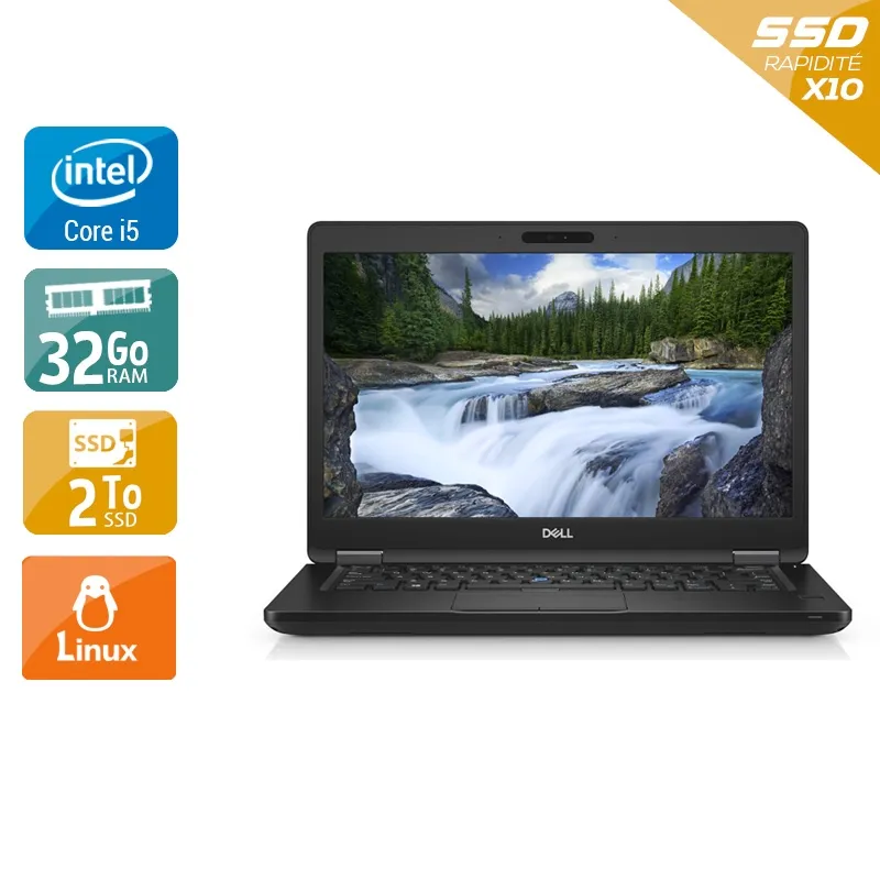Latitude 5490 14" 2017 - Intel Core i5 2,6Ghz - 2 - 32Go DDR4 - 2To SSD - Intel UHD Graphics 620 - Gris / Noir - Linux - AZERTY