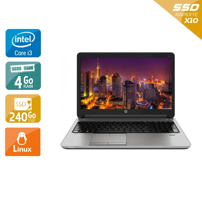 ProBook 650 G1 15,6" 2013 - Intel Core i3 2,4Ghz - 2 - 4Go DDR4 - 240Go SSD - Intel HD Graphics 4600 - Gris / Noir - Linux - AZERTY