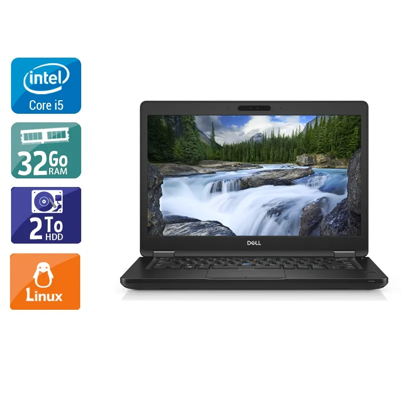 Latitude 5490 14" 2017 - Intel Core i5 2,6Ghz - 2 - 32Go DDR4 - 480Go SSD - Intel UHD Graphics 620 - Gris / Noir - Linux - AZERTY