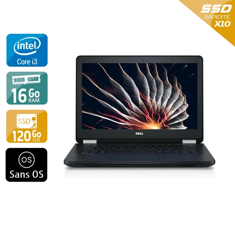 Latitude E5270 12,5" 2010 - Intel Core i3 2,3Ghz - 2 - 16Go DDR4 - 120Go SSD - Intel HD Graphics 520 - Gris / Noir - Sans OS - AZERTY