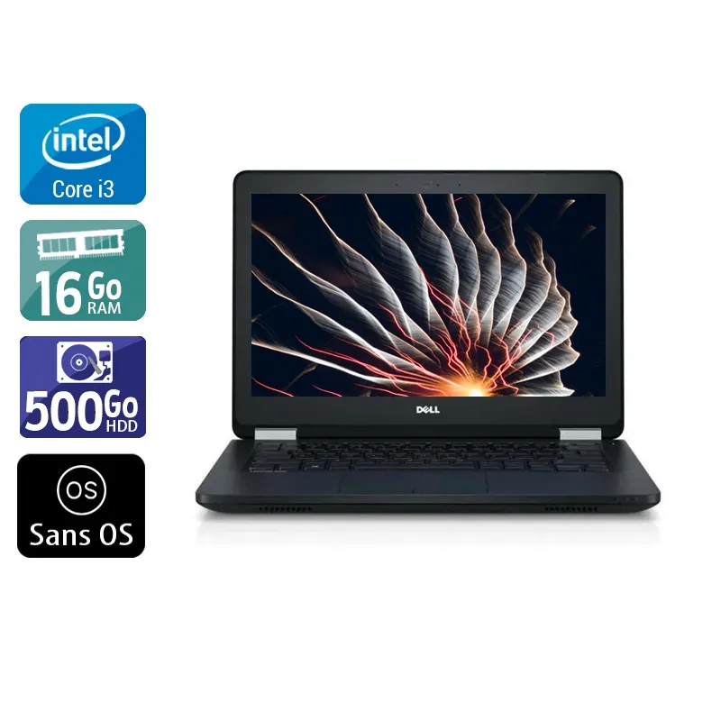 Latitude E5270 12,5" 2010 - Intel Core i3 2,3Ghz - 2 - 16Go DDR4 - 500Go HDD - Intel HD Graphics 520 - Gris / Noir - Sans OS - AZERTY