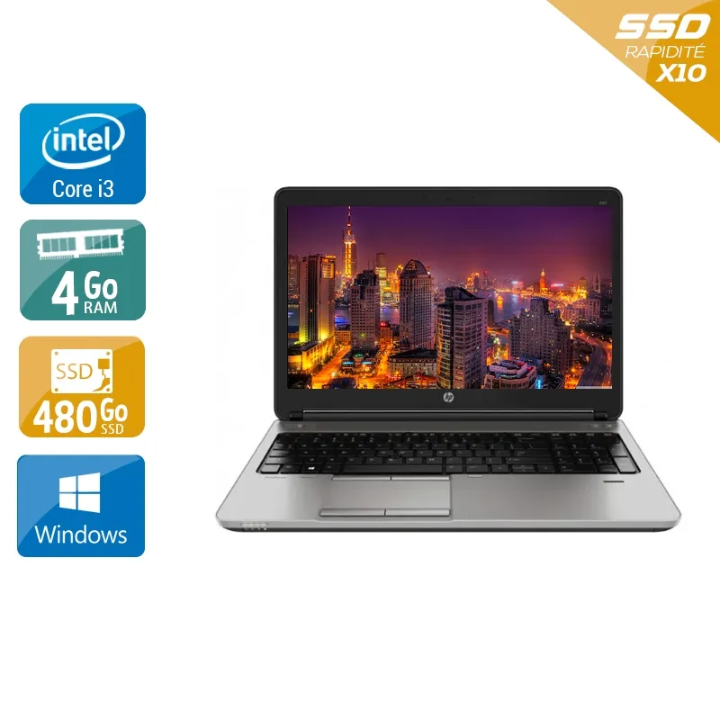 ProBook 650 G1 15,6" 2013 - Intel Core i3 2,4Ghz - 2 - 4Go DDR4 - 480Go SSD - Intel HD Graphics 4600 - Gris / Noir - Windows 10 - AZERTY