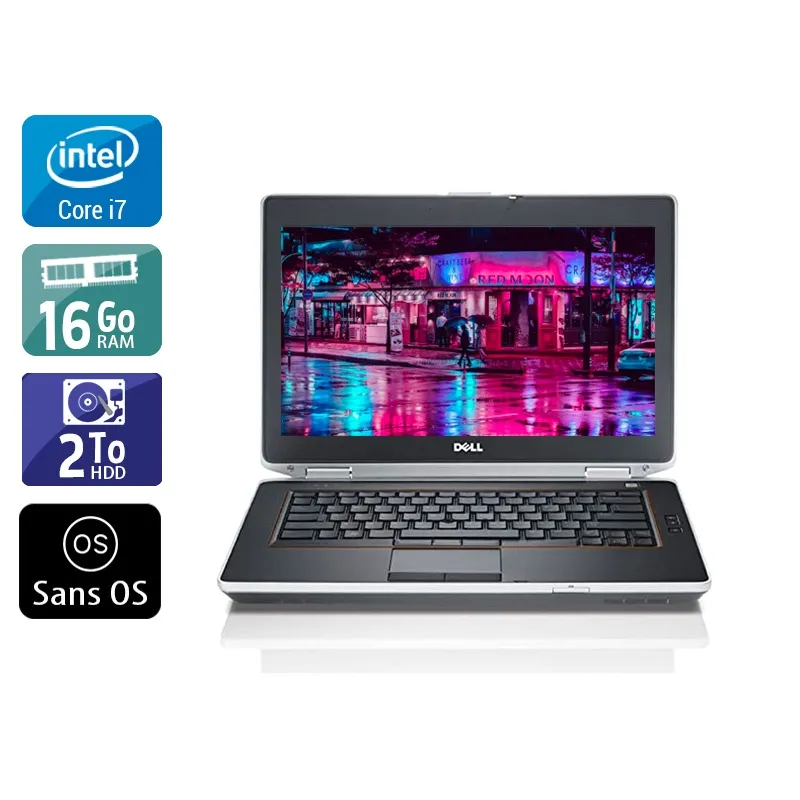 Latitude E6430 14" 2012 - Intel Core i7 2,7Ghz - 2 - 16Go DDR3 - 2To HDD - Intel HD Graphics 4000 - Gris / Noir - Sans OS - AZERTY