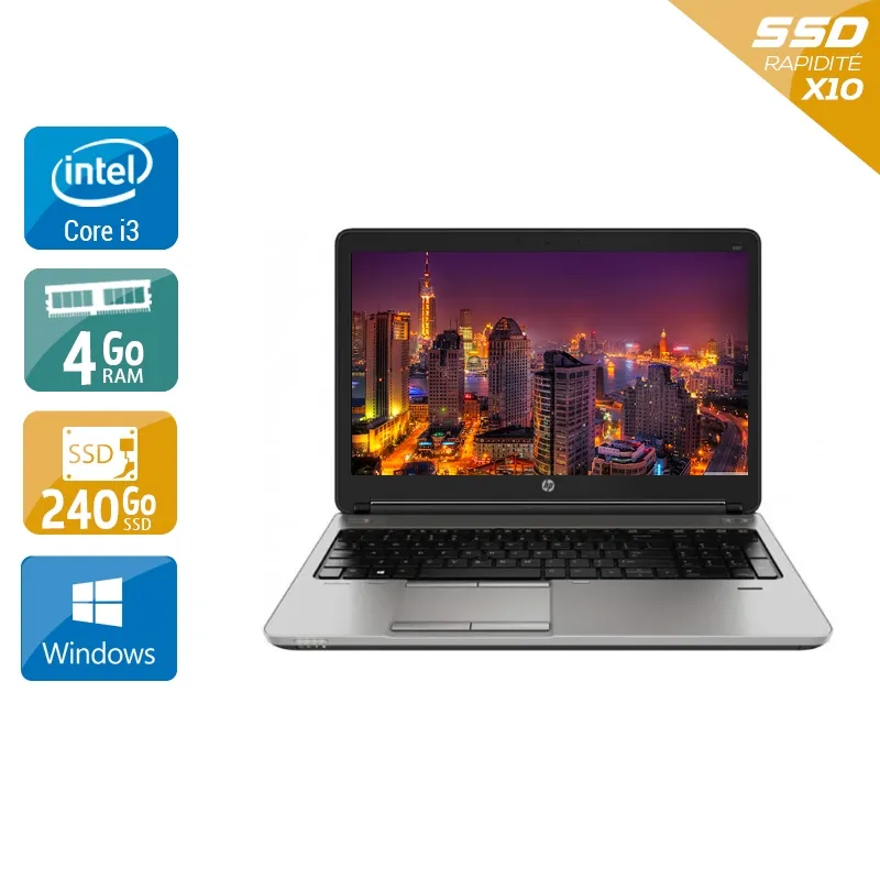 ProBook 650 G1 15,6" 2013 - Intel Core i3 2,4Ghz - 2 - 4Go DDR4 - 240Go SSD - Intel HD Graphics 4600 - Gris / Noir - Windows 10 - AZERTY