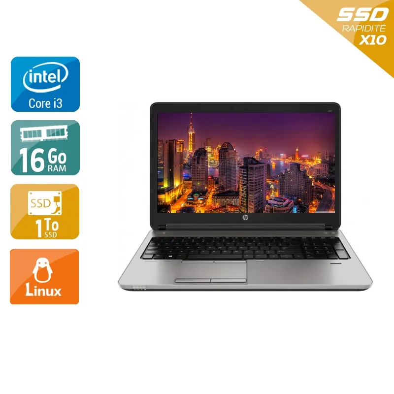 ProBook 650 G1 15,6" 2013 - Intel Core i3 2,4Ghz - 2 - 16Go DDR3 - 2To SSD - Intel HD Graphics 4600 - Gris / Noir - Linux - AZERTY