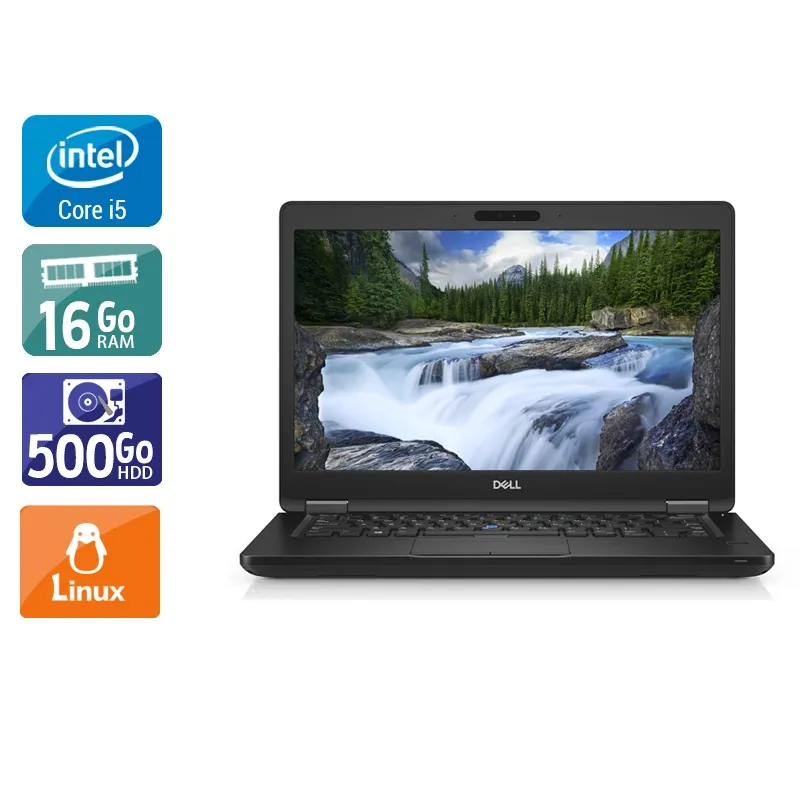 Latitude 5490 14" 2017 - Intel Core i5 2,6Ghz - 2 - 16Go DDR4 - 500Go HDD - Intel UHD Graphics 620 - Gris / Noir - Linux - AZERTY