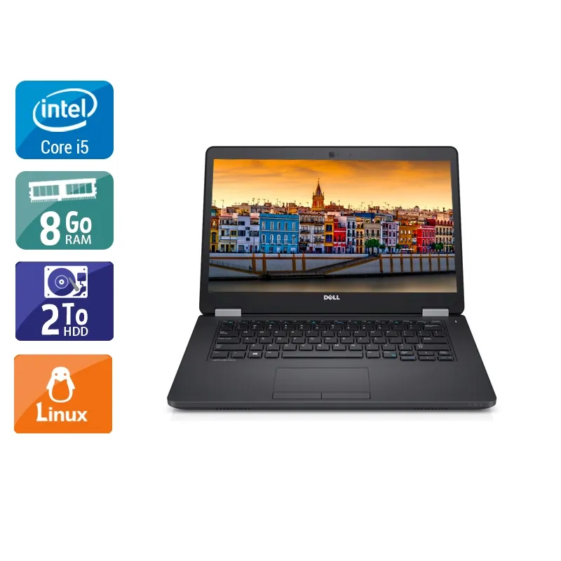 Latitude E5470 14" 2015 - Intel Core i5 2,4Ghz - 2 - 8Go DDR4 - 2To HDD - Intel HD Graphics 520 - Gris / Noir - Linux - AZERTY