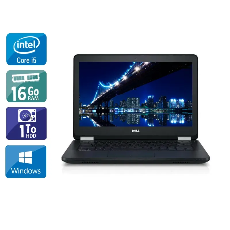 Latitude E5270 12,5" 2015 - Intel Core i5 2,4Ghz - 2 - 16Go DDR4 - 1To HDD - Intel HD Graphics 520 - Gris / Noir - Windows 10 - AZERTY