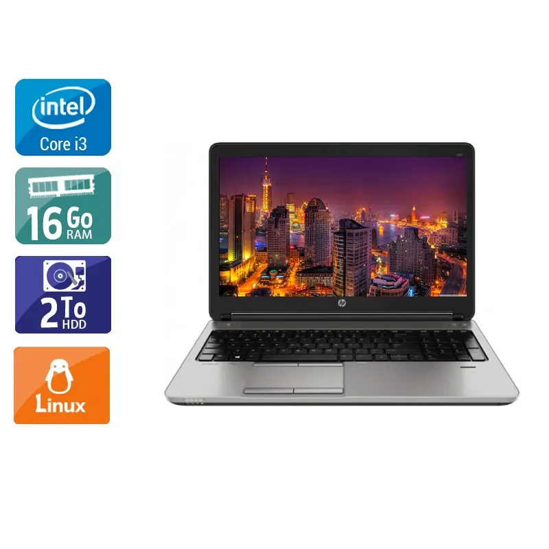 ProBook 650 G1 15,6" 2013 - Intel Core i3 2,4Ghz - 2 - 16Go DDR3 - 2To HDD - Intel HD Graphics 4600 - Gris / Noir - Linux - AZERTY