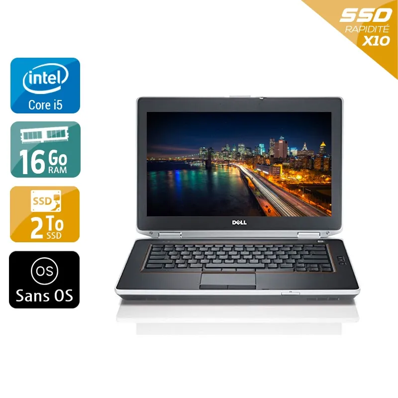 Latitude E6430 14" 2013 - Intel Core i5 2,7Ghz - 2 - 16Go DDR3 - 2To SSD - ‎Intel HD Graphics 3000 - Gris / Noir - Sans OS - AZERTY