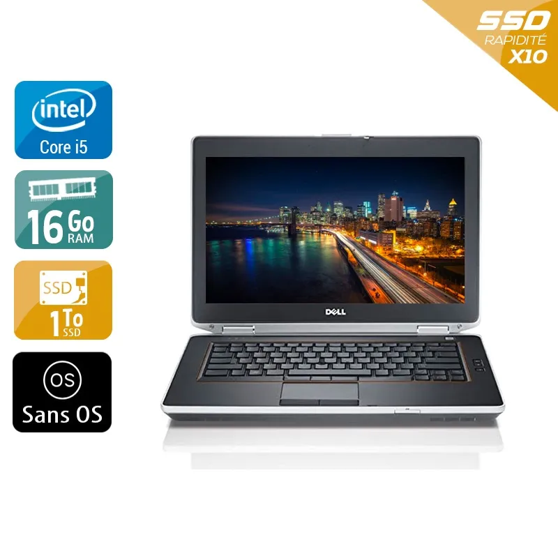 Latitude E6430 14" 2013 - Intel Core i5 2,7Ghz - 2 - 16Go DDR3 - 1To SSD - ‎Intel HD Graphics 3000 - Gris / Noir - Sans OS - AZERTY
