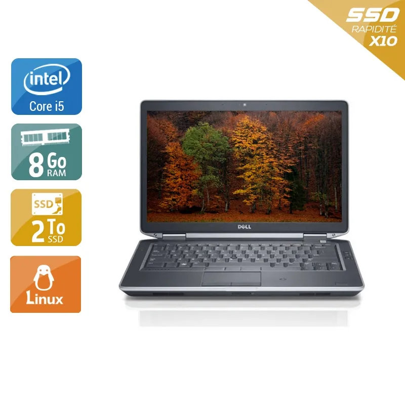 Latitude E5430 14,1" 2012 - Intel Core i5 2,6Ghz - 4 - 8Go DDR3 - 2To SSD - Intel HD Graphics 4000 - Gris / Noir - Linux - AZERTY
