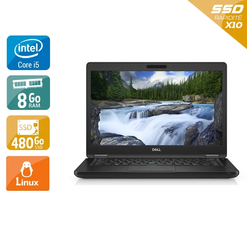 Latitude 5490 14" 2017 - Intel Core i5 2,6Ghz - 2 - 8Go DDR4 - 2To HDD - Intel UHD Graphics 620 - Gris / Noir - Linux - AZERTY