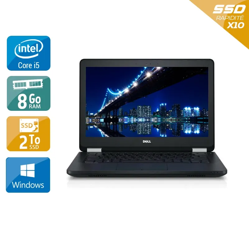 Latitude E5270 12,5" 2015 - Intel Core i5 2,4Ghz - 2 - 8Go DDR4 - 2To SSD - Intel HD Graphics 520 - Gris / Noir - Windows 10 - AZERTY