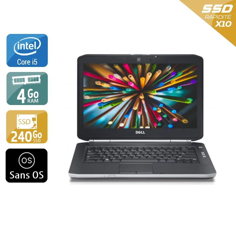 Latitude E5420 14,1" 2011 - Intel Core i5 2,5Ghz - 4 - 4Go DDR4 - 240Go SSD - Intel HD Graphics 3000 - Gris / Noir - Sans OS - AZERTY