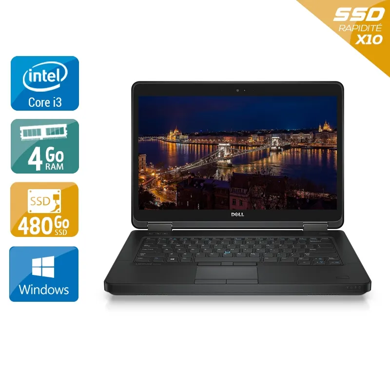 Latitude E5440 14" 2013 - Intel Core i3 1,9Ghz - 2 - 4Go DDR4 - 480Go SSD - Intel HD Graphics 4400 - Gris / Noir - Windows 10 - AZERTY
