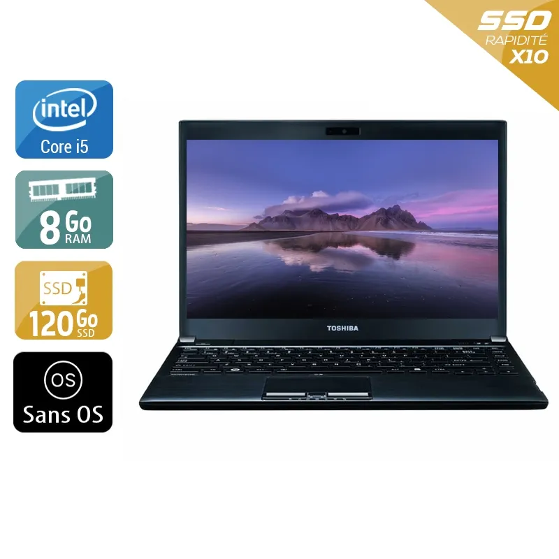 Portégé R930 13,3" 2012 - Intel Core i5 2,6Ghz - 2 - 16Go DDR3 - 120Go SSD - Intel HD Graphics 4000 - Gris / Noir - Sans OS - AZERTY