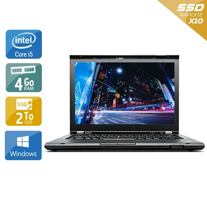 ThinkPad T430 14,1" 2012 - Intel Core i5 2,6Ghz - 2 - 4Go DDR4 - 2To SSD - Intel HD Graphics 4000 - Gris / Noir - Windows 10 - AZERTY