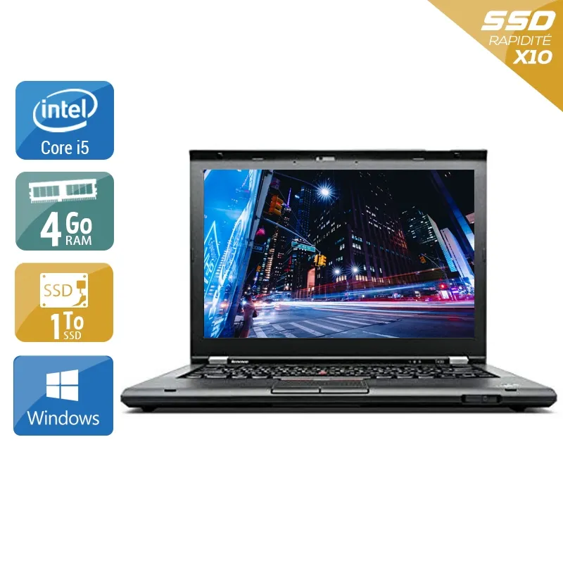 ThinkPad T430 14,1" 2012 - Intel Core i5 2,6Ghz - 2 - 4Go DDR4 - 1To SSD - Intel HD Graphics 4000 - Gris / Noir - Windows 10 - AZERTY