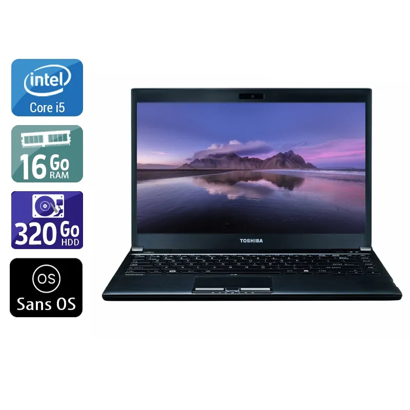 Portégé R930 13,3" 2012 - Intel Core i5 2,6Ghz - 2 - 16Go DDR3 - 320Go HDD - Intel HD Graphics 4000 - Gris / Noir - Sans OS - AZERTY