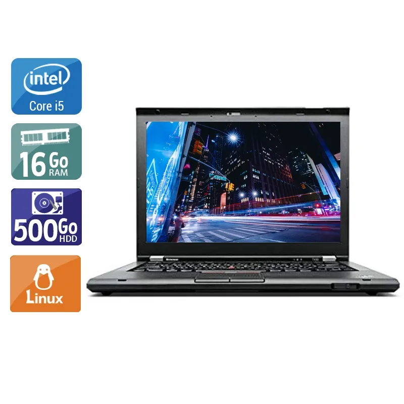 ThinkPad T430 14,1" 2012 - Intel Core i5 2,6Ghz - 2 - 16Go DDR3 - 500Go HDD - Intel HD Graphics 4000 - Gris / Noir - Linux - AZERTY