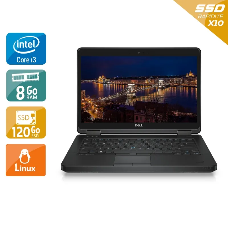 Latitude E5440 14" 2013 - Intel Core i3 1,9Ghz - 2 - 8Go DDR3 - 120Go SSD - Intel HD Graphics 4400 - Gris / Noir - Linux - AZERTY