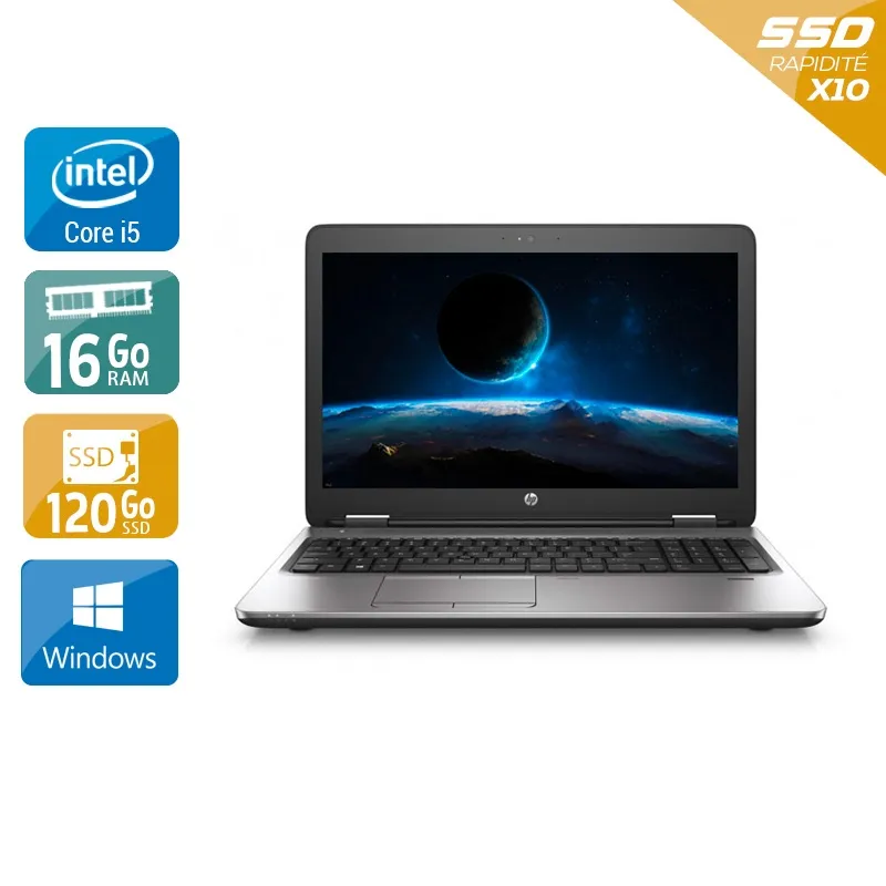 ProBook 650 G2 15,5" 2015 - Intel Core i5 2,3Ghz - 2 - 16Go DDR4 - 120Go SSD - Intel HD Graphics 520 - Gris / Noir - Windows 10 - AZERTY