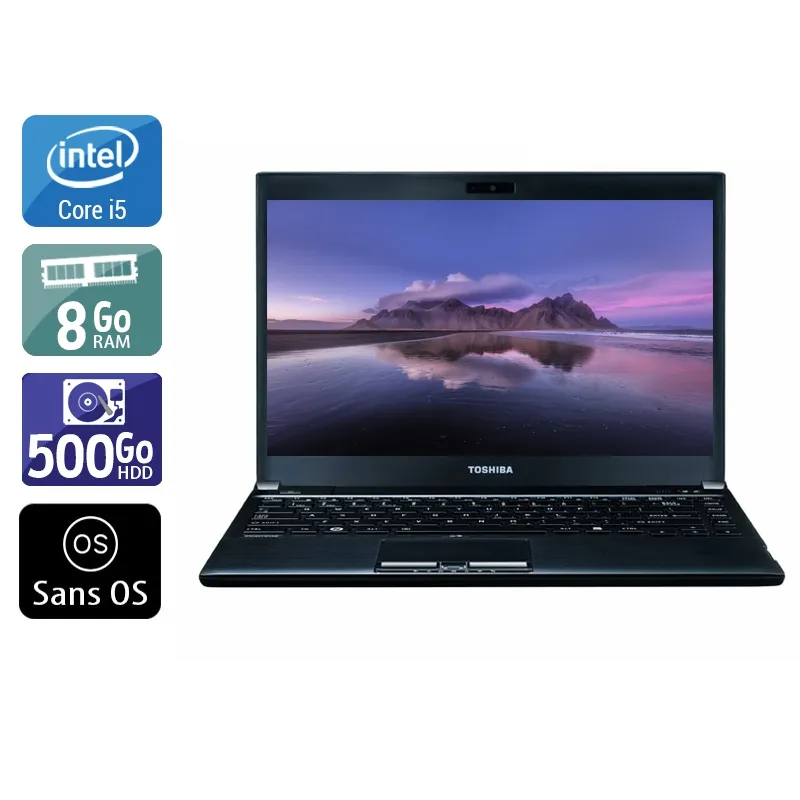 Portégé R930 13,3" 2012 - Intel Core i5 2,6Ghz - 2 - 8Go DDR3 - 500Go HDD - Intel HD Graphics 4000 - Gris / Noir - Sans OS - AZERTY