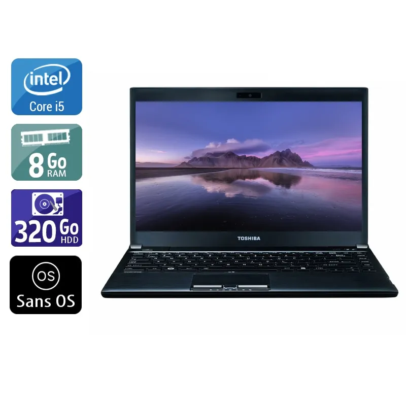 Portégé R930 13,3" 2012 - Intel Core i5 2,6Ghz - 2 - 8Go DDR3 - 320Go HDD - Intel HD Graphics 4000 - Gris / Noir - Sans OS - AZERTY