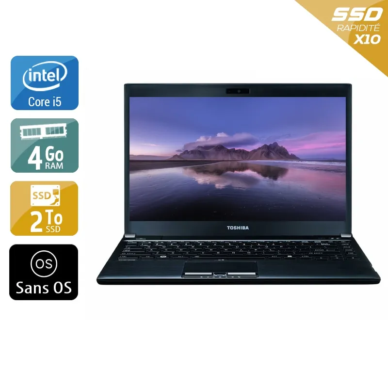 Portégé R930 13,3" 2012 - Intel Core i5 2,6Ghz - 2 - 4Go DDR4 - 2To SSD - Intel HD Graphics 4000 - Gris / Noir - Sans OS - AZERTY