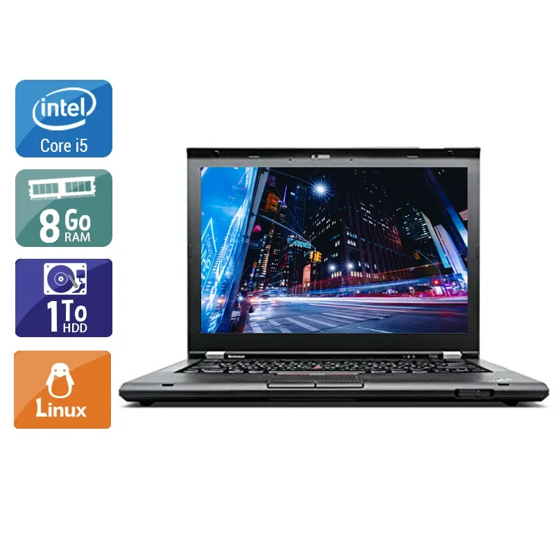 ThinkPad T430 14,1" 2012 - Intel Core i5 2,6Ghz - 2 - 8Go DDR3 - 1To HDD - Intel HD Graphics 4000 - Gris / Noir - Linux - AZERTY