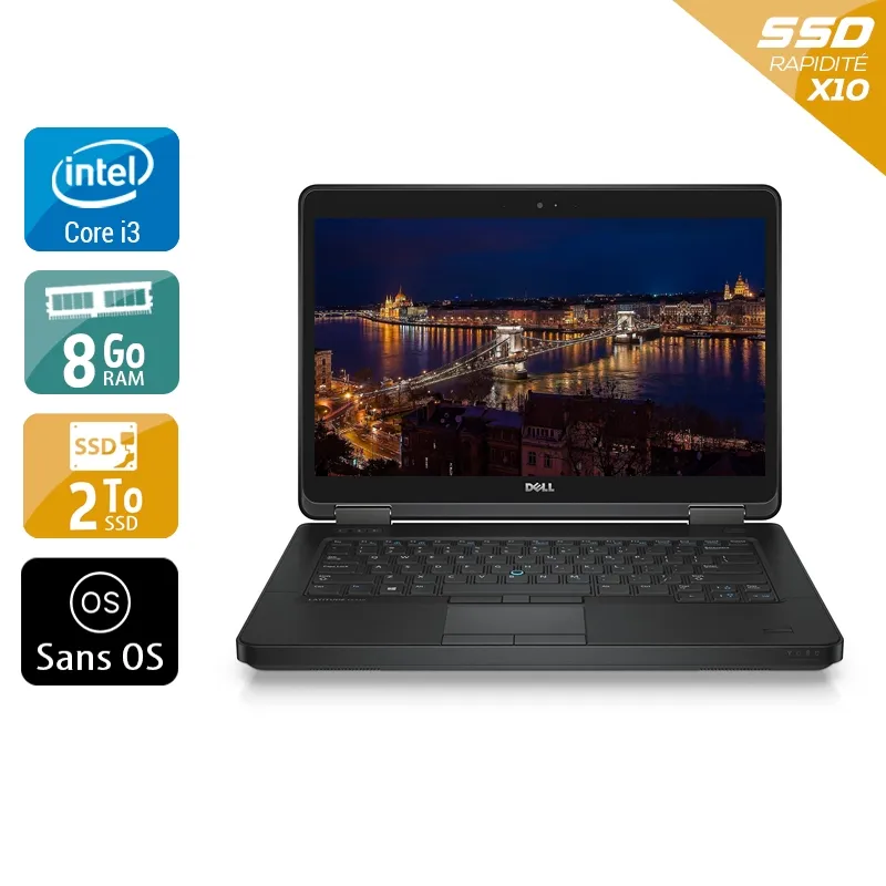 Latitude E5440 14" 2013 - Intel Core i3 1,9Ghz - 2 - 8Go DDR3 - 2To SSD - Intel HD Graphics 4400 - Gris / Noir - Sans OS - AZERTY