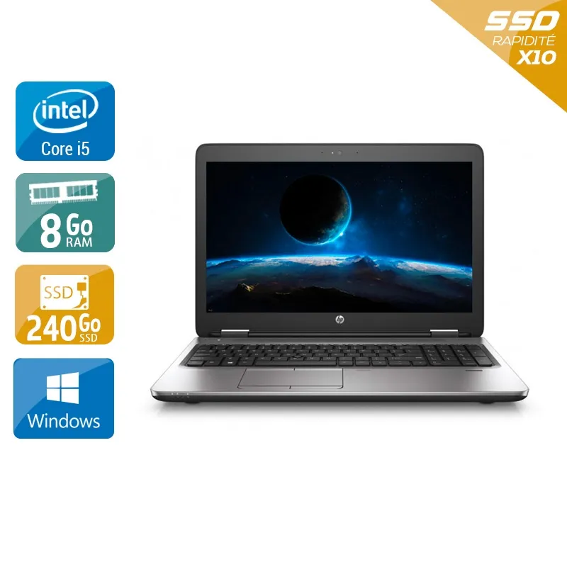 ProBook 650 G2 15,5" 2015 - Intel Core i5 2,3Ghz - 2 - 8Go DDR4 - 240Go SSD - Intel HD Graphics 520 - Gris / Noir - Windows 10 - AZERTY