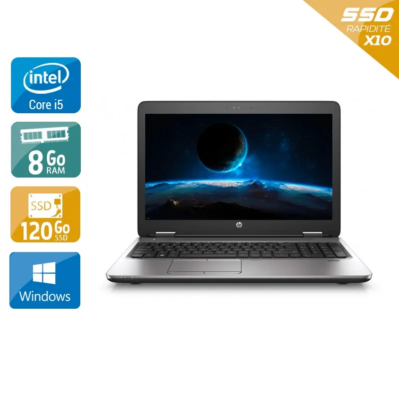 ProBook 650 G2 15,5" 2015 - Intel Core i5 2,3Ghz - 2 - 8Go DDR4 - 120Go SSD - Intel HD Graphics 520 - Gris / Noir - Windows 10 - AZERTY