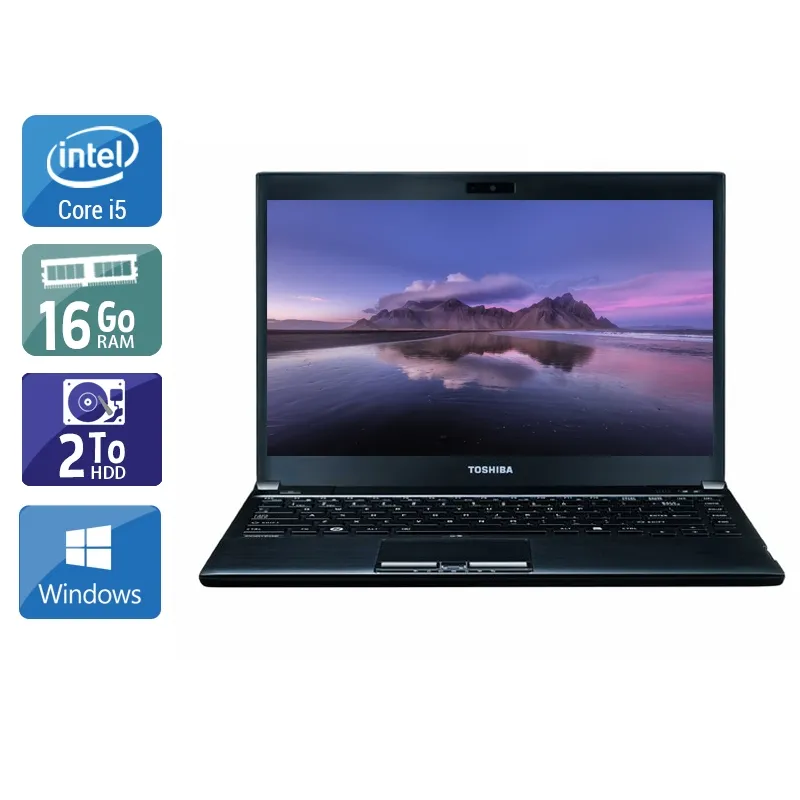 Portégé R930 13,3" 2012 - Intel Core i5 2,6Ghz - 2 - 16Go DDR3 - 2To HDD - Intel HD Graphics 4000 - Gris / Noir - Windows 10 - AZERTY