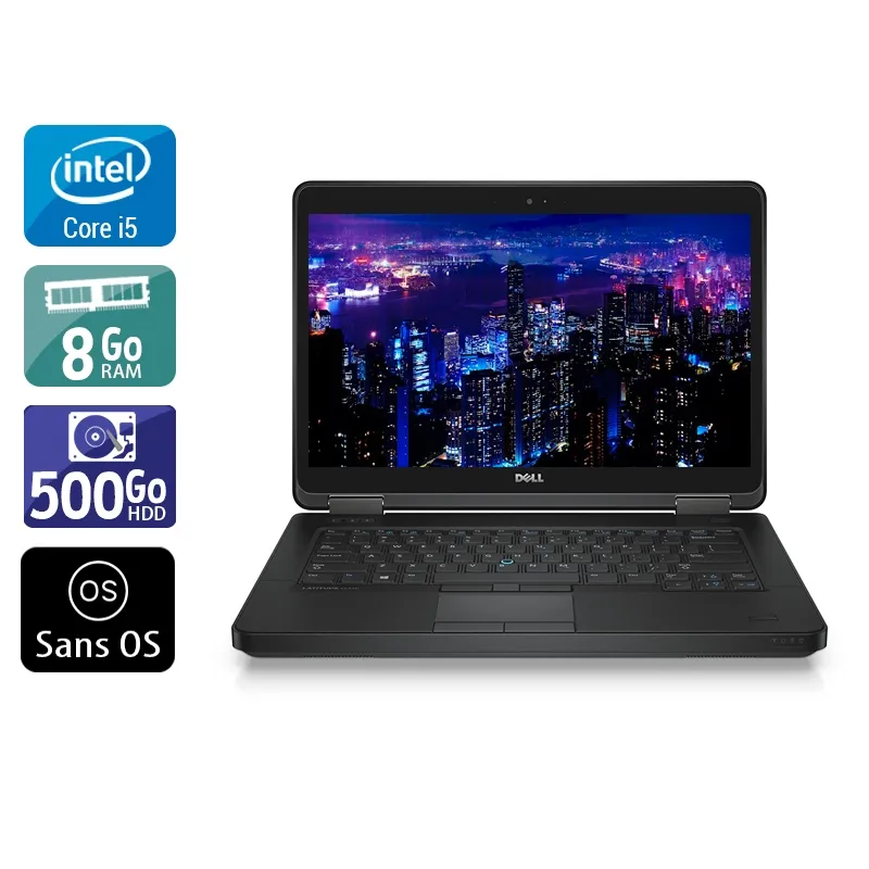 Latitude E5440 14" 2013 - Intel Core i5 1,9Ghz - 2 - 8Go DDR3 - 500Go HDD - Intel HD Graphics 4400 - Gris / Noir - Sans OS - AZERTY