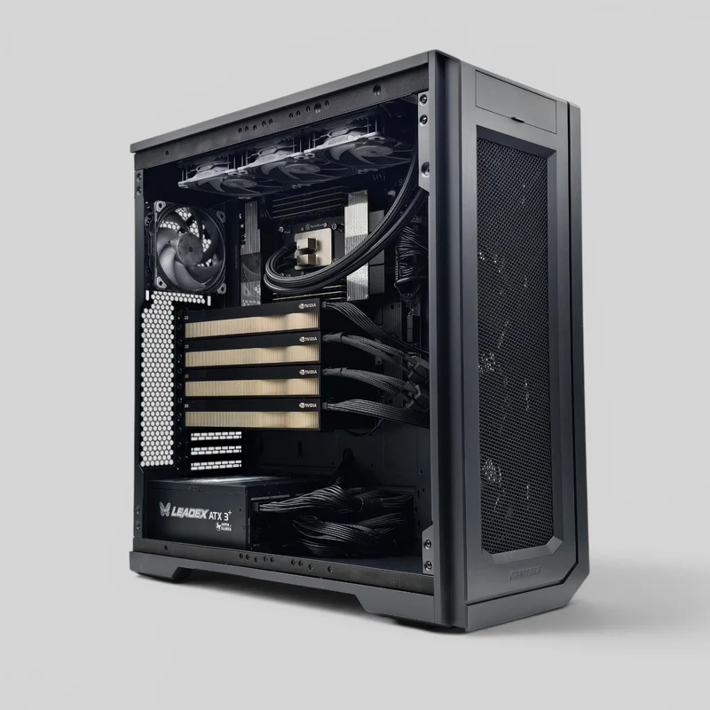 4x RTX PRO 6000 Blackwell 96GB Max-Q, Threadripper Pro 9995WX 96-Core, 512GB DDR5, 32TB Gen 5 NVMe, Custom High End Workstation PC for AI, LLM, ML