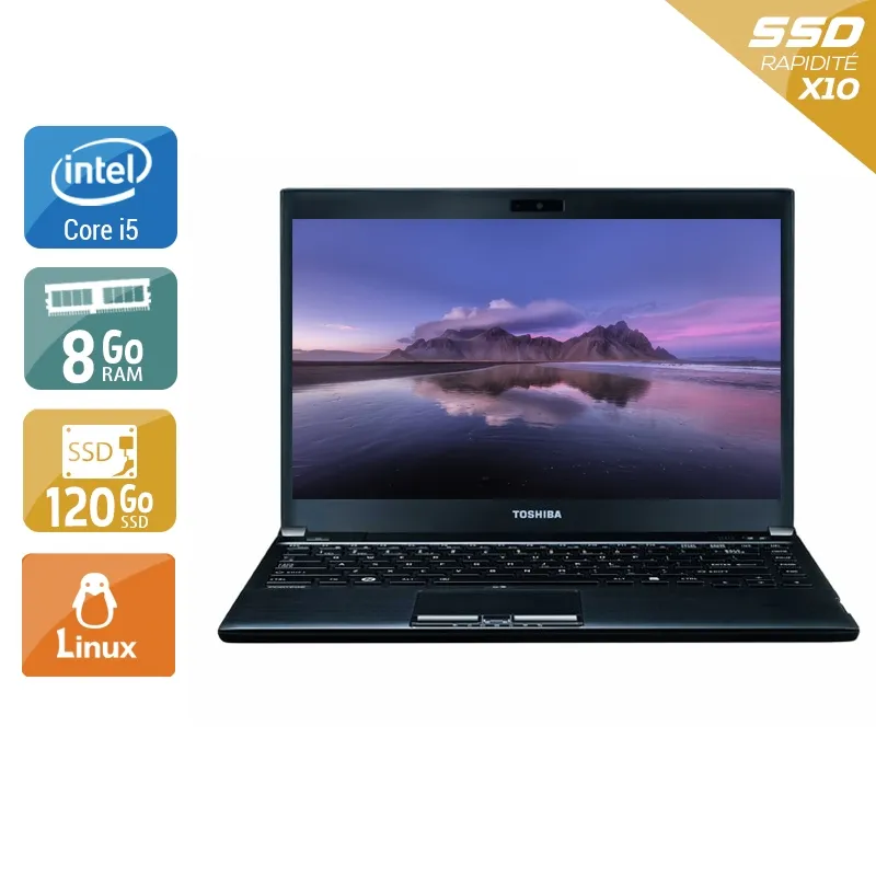 Portégé R930 13,3" 2012 - Intel Core i5 2,6Ghz - 2 - 8Go DDR3 - 120Go SSD - Intel HD Graphics 4000 - Gris / Noir - Linux - AZERTY