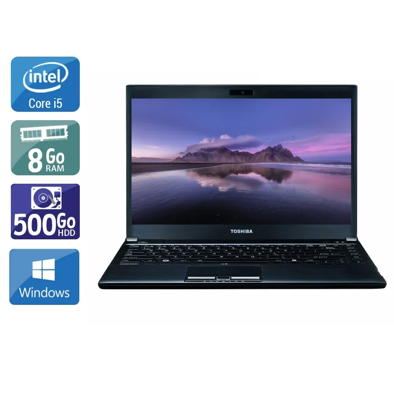 Portégé R930 13,3" 2012 - Intel Core i5 2,6Ghz - 2 - 8Go DDR3 - 500Go HDD - Intel HD Graphics 4000 - Gris / Noir - Windows 10 - AZERTY