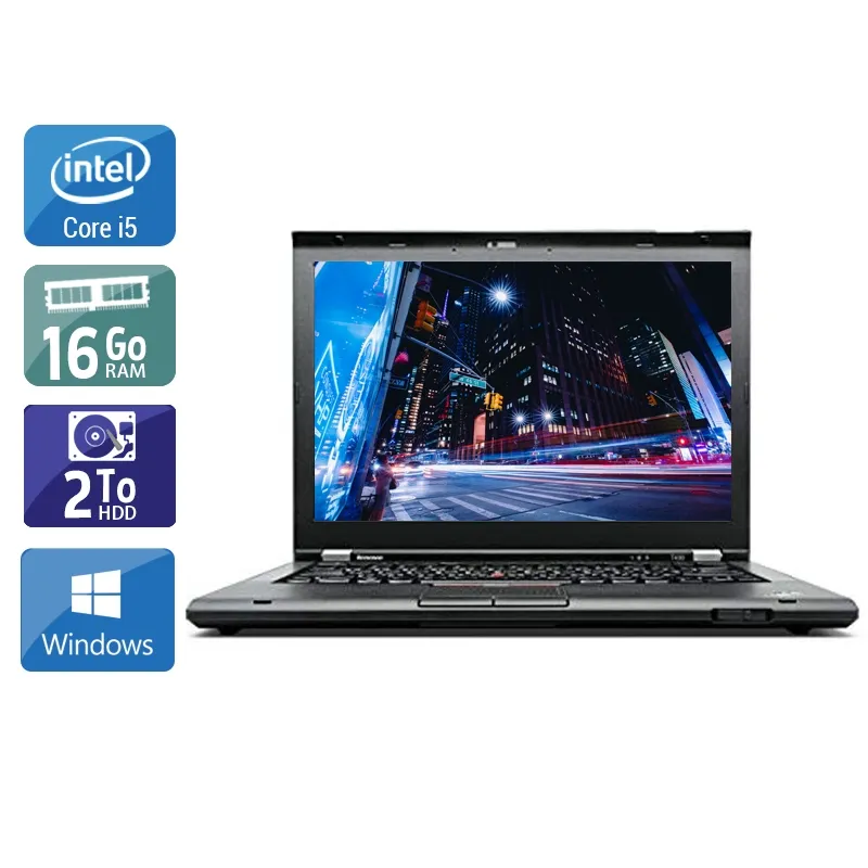 ThinkPad T430 14,1" 2012 - Intel Core i5 2,6Ghz - 2 - 16Go DDR3 - 2To HDD - Intel HD Graphics 4000 - Gris / Noir - Windows 10 - AZERTY