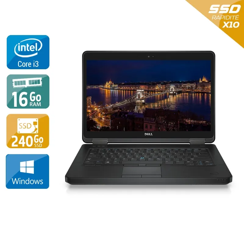 Latitude E5440 14" 2013 - Intel Core i3 1,9Ghz - 2 - 16Go DDR3 - 240Go SSD - Intel HD Graphics 4400 - Gris / Noir - Windows 10 - AZERTY