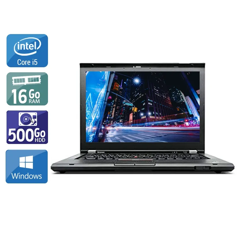 ThinkPad T430 14,1" 2012 - Intel Core i5 2,6Ghz - 2 - 16Go DDR3 - 500Go HDD - Intel HD Graphics 4000 - Gris / Noir - Windows 10 - AZERTY