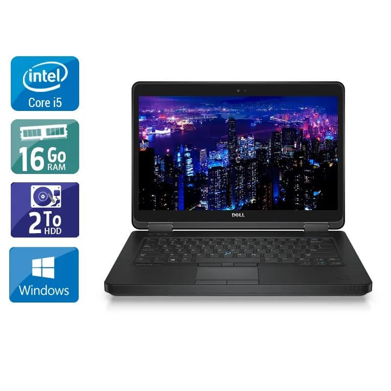 Latitude E5440 14" 2013 - Intel Core i5 1,9Ghz - 2 - 16Go DDR3 - 2To HDD - Intel HD Graphics 4400 - Gris / Noir - Windows 10 - AZERTY