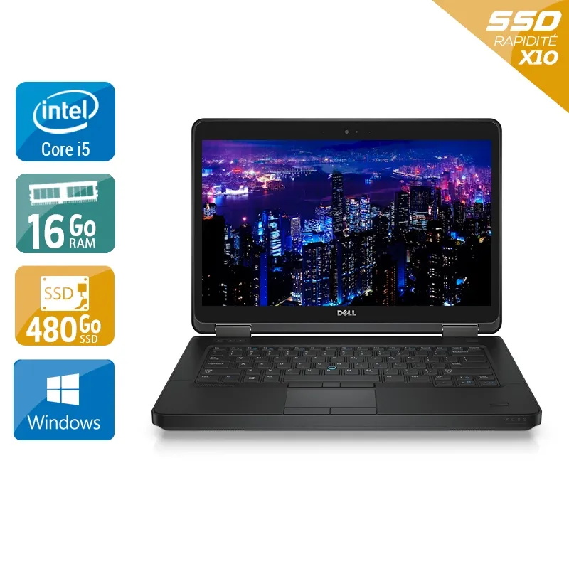Latitude E5440 14" 2013 - Intel Core i5 1,9Ghz - 2 - 16Go DDR3 - 480Go SSD - Intel HD Graphics 4400 - Gris / Noir - Windows 10 - AZERTY