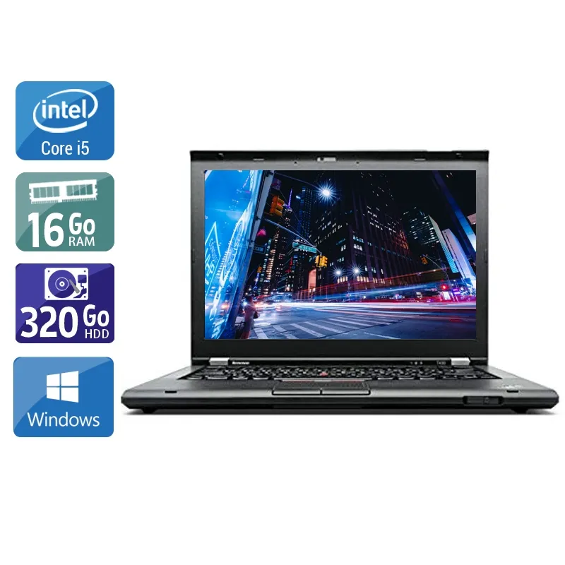 ThinkPad T430 14,1" 2012 - Intel Core i5 2,6Ghz - 2 - 16Go DDR3 - 320Go HDD - Intel HD Graphics 4000 - Gris / Noir - Windows 10 - AZERTY