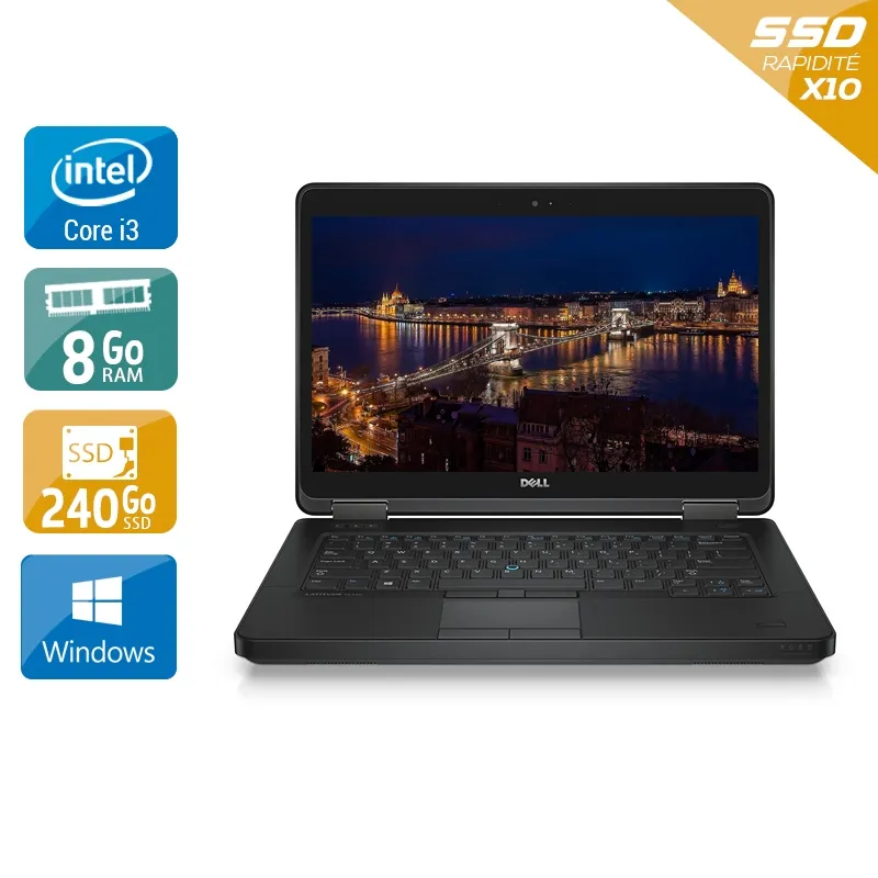Latitude E5440 14" 2013 - Intel Core i3 1,9Ghz - 2 - 8Go DDR3 - 240Go SSD - Intel HD Graphics 4400 - Gris / Noir - Windows 10 - AZERTY